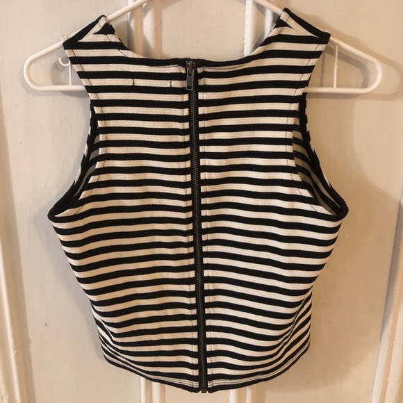 Gap Black & White Striped Tank w Zipper Back - Picture 2 of 3